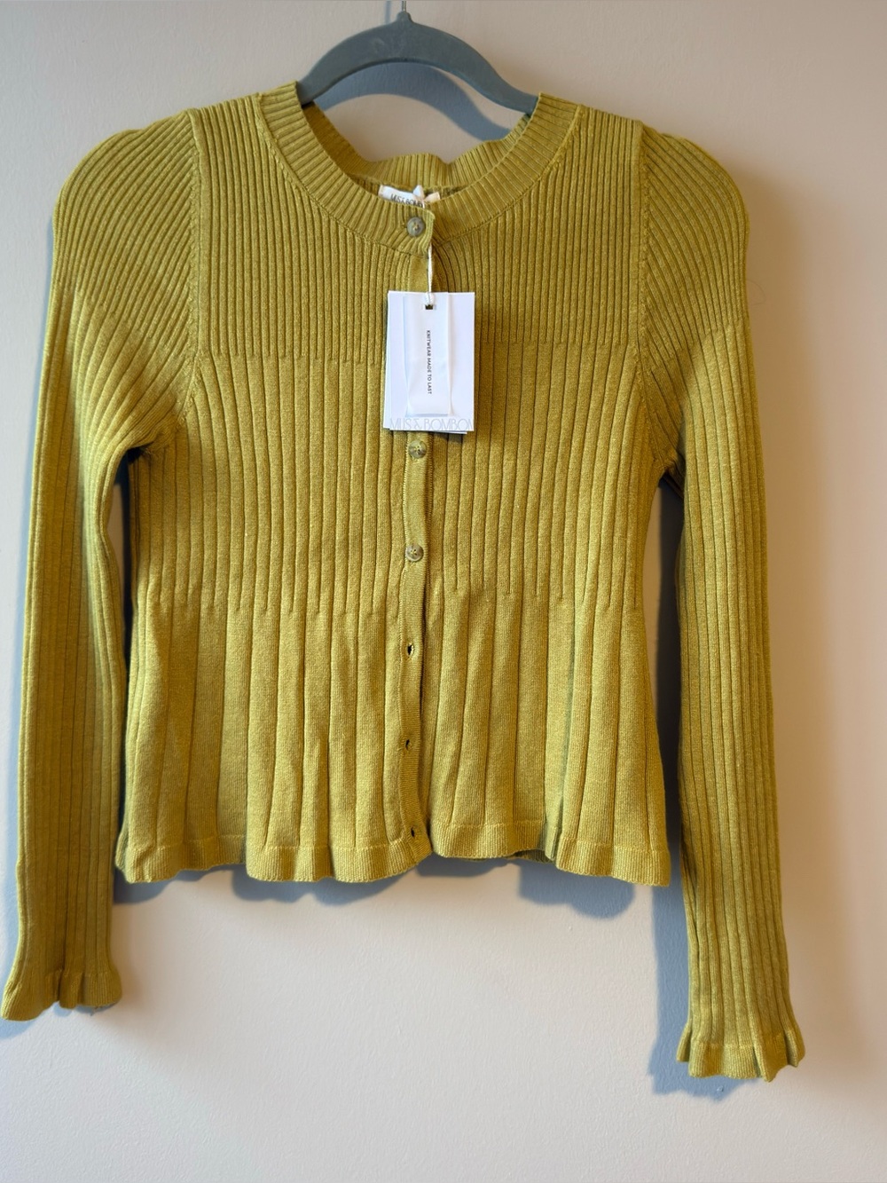NWT Ribbed Button-Up Cardigan Top in Mustard